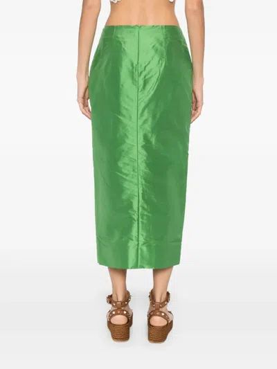 Luisa Spagnoli Silk Pencil Skirt In Green