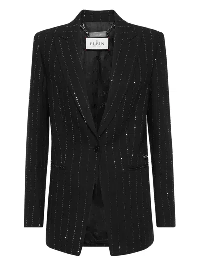 Philipp Plein Sequin Embellished Boyfriend Fit Blazer In Black