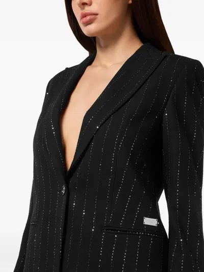 Philipp Plein Sequin Embellished Boyfriend Fit Blazer In Black