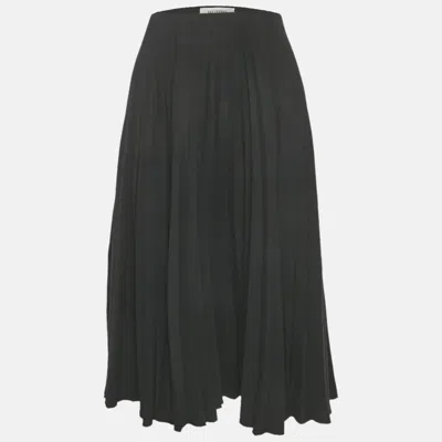 Pre-owned Valentino Black Crepe Pleated Midi Skirt M
