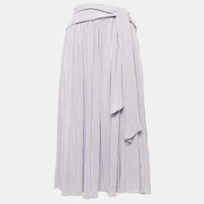 Pre-owned Simkhai Light Purple Lurex Plisse Knotted Midi Skirt M