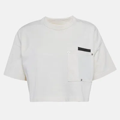 Pre-owned Bottega Veneta Off-white Cotton Knit Crew Neck Crop Top Xxs