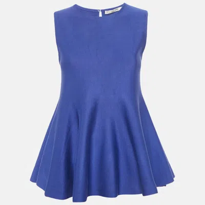Pre-owned Dior Blue Knit Flared Sleeveless Top M