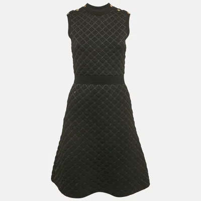 Pre-owned Sandro Black Quilted Knit Sleeveless Mini Dress S