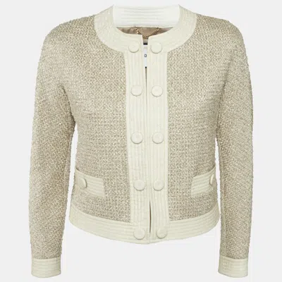 Pre-owned Moschino Beige Metallic Tweed Jacket M