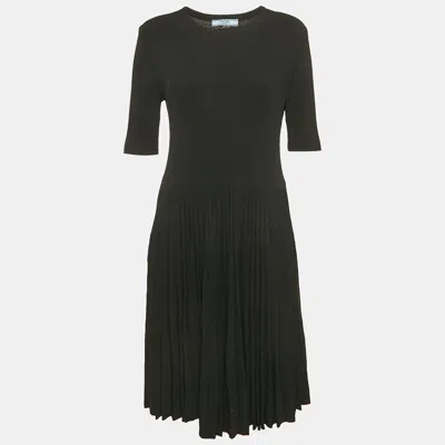 Pre-owned Prada Black Rib Knit Midi Dress M