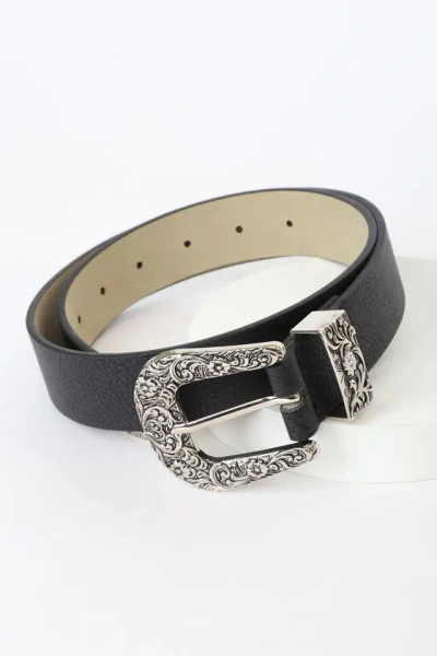 Lulus Ride Along Black And Silver Belt