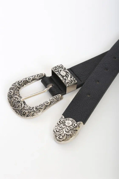 Lulus Ride Along Black And Silver Belt