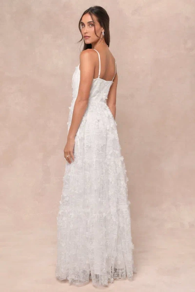 Lulus Adoringly Yours White Tiered 3d Floral Maxi Dress