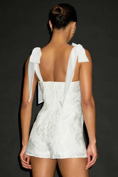 Lulus Esihle White Jacquard Tie-strap Skort Romper