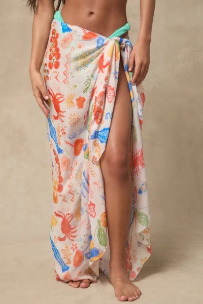 Lulus Illyra Ivory Multi Print Sarong Swim Cover-up
