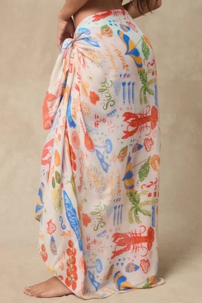 Lulus Illyra Ivory Multi Print Sarong Swim Cover-up