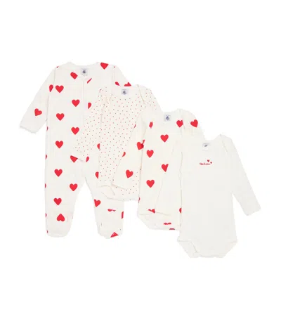 Petit Bateau Set Of 4 Bodysuits And All-in-one In White