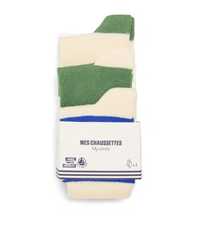 Petit Bateau Pack Of 3 Cotton-blend Socks In Multi
