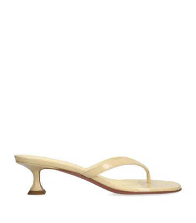 Amina Muaddi Juliette Sand Patent Thong Sandals