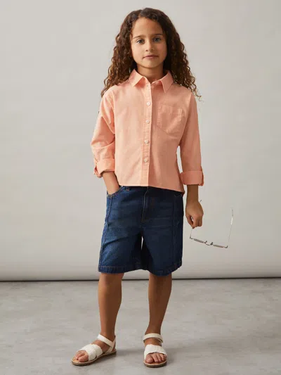 Reiss Peach Linen Roll-cuff Shirt