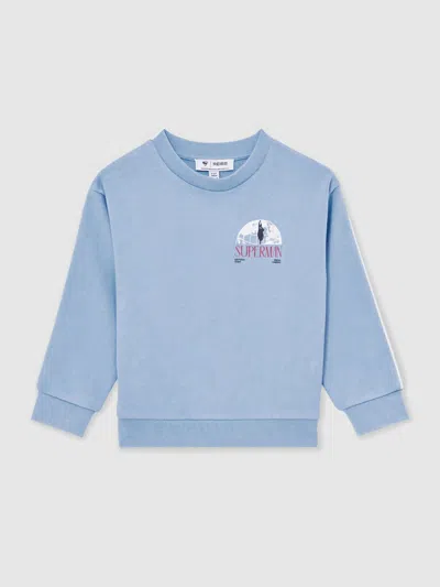 Warner Bros Superman | Logo Print Sweatshirt In Blue