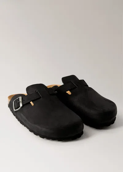 Mango Slippers Charcoal In Black
