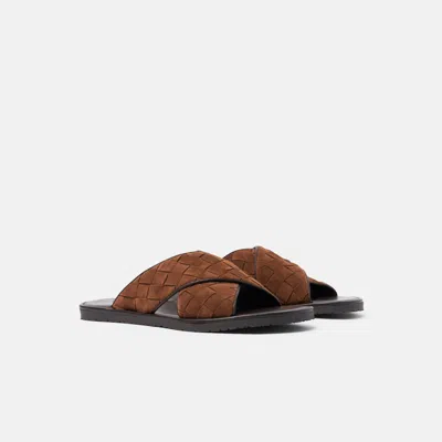 Scarosso Ettore Woven Sandals In Brown