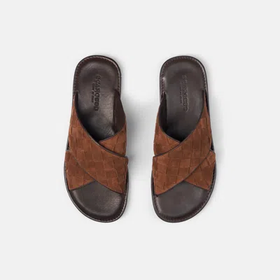 Scarosso Ettore Woven Sandals In Brown