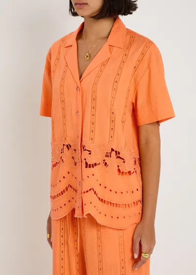 Damson Madder Martina Embroidered Cotton-blend Shirt
