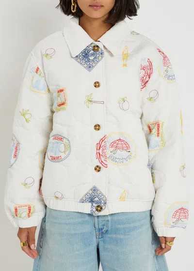 Damson Madder Claudia Embroidered Cotton Bomber Jacket