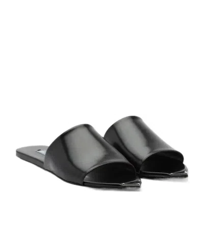 Prada Brushed Leather Slides