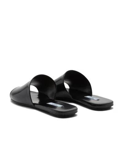Prada Brushed Leather Slides