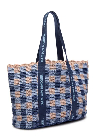 Damson Madder Checked Raffia Tote Bag
