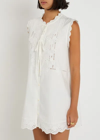 Damson Madder Blondey Embroidered Cotton Mini Dress