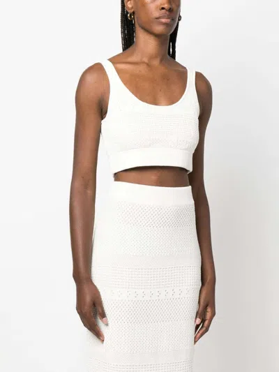 Frame Crochet-knit Cropped Top In White
