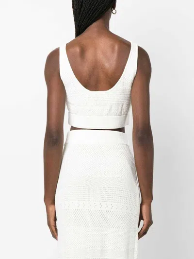 Frame Crochet-knit Cropped Top In White