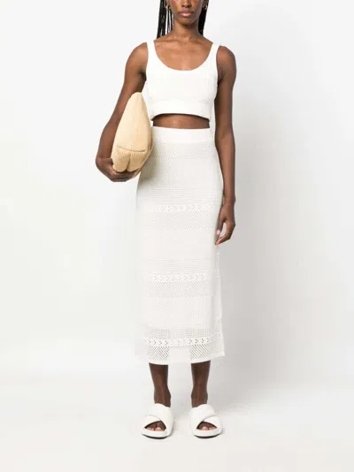 Frame Crochet-knit Cropped Top In White