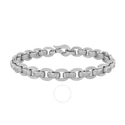 Robert Alton 1/2ctw Diamond Stainless Steel Oval Link Bracelet