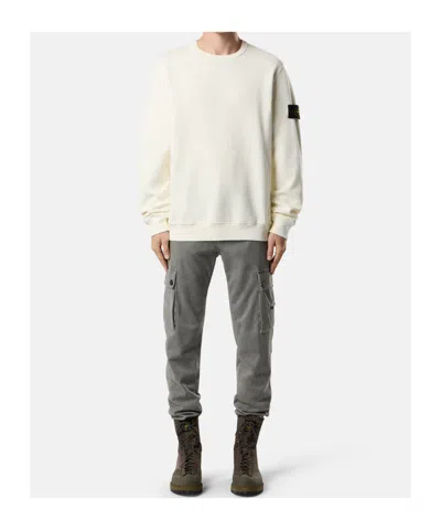 Stone Island Regular-fit Crewneck Sweatshirt With Ribbed Inserts In Yellow