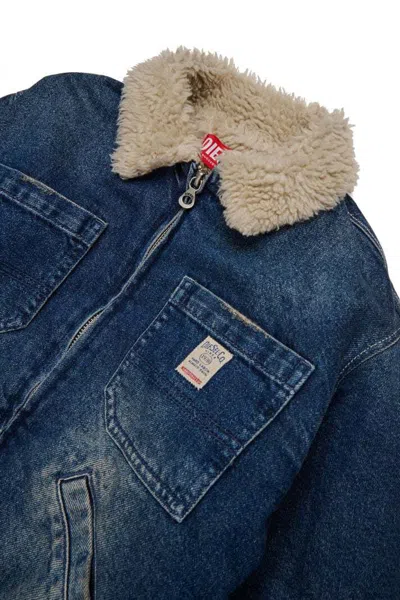Diesel Jomox-fur Jacket In Blue