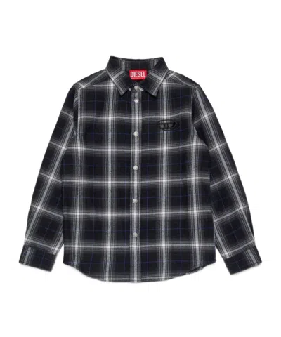 Diesel Camicia In Flanella Allover Check Con Logo In Multi
