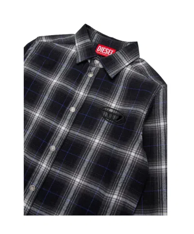 Diesel Camicia In Flanella Allover Check Con Logo In Multi