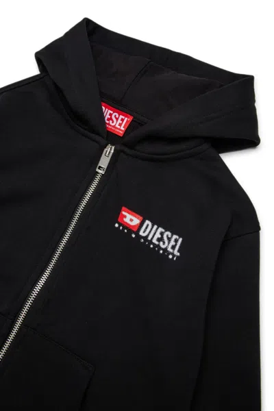 Diesel Logo-print Zip-up Hoodie In Black