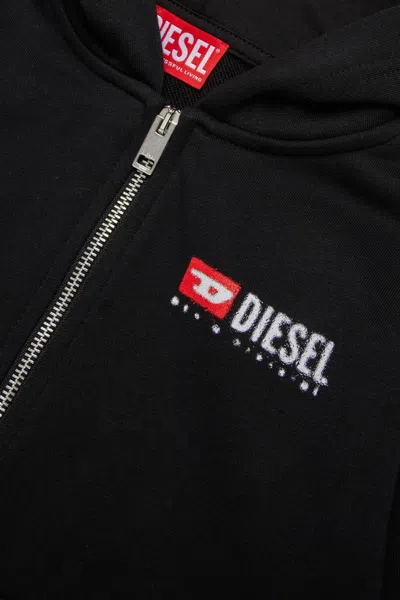 Diesel Logo-print Zip-up Hoodie In Black