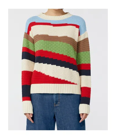 Max Mara Inlaid Cotton Sweater In Neutral