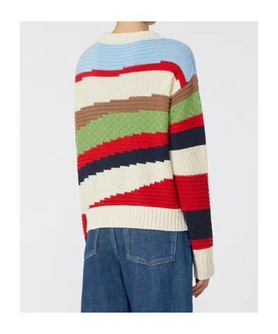 Max Mara Inlaid Cotton Sweater In Neutral
