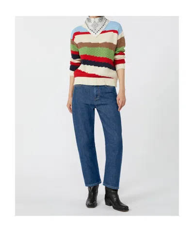 Max Mara Inlaid Cotton Sweater In Neutral