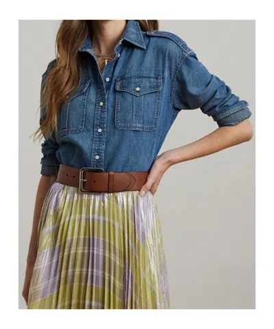 Ralph Lauren Long Sleeve Denim Shirt In Blue