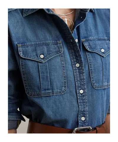 Ralph Lauren Long Sleeve Denim Shirt In Blue