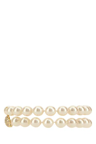 Vivienne Westwood Double Strand Pearl Bracelet With Crystal Embellishments In Neutral