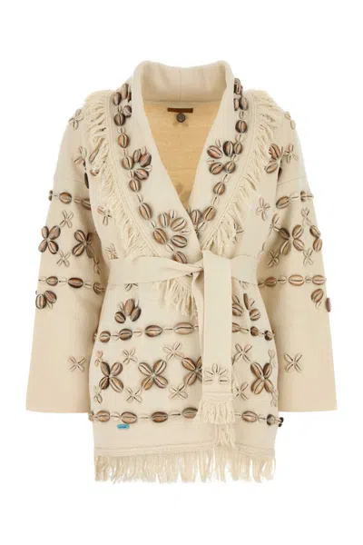 Alanui Sand Silk Blend Ocean Dream Cardigan In Neutral