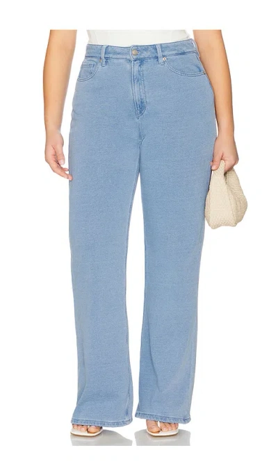 Good American Womens Indigo586 Jeanius Good Ease High-rise Flared-leg Denim Jogging Bottoms In Blue