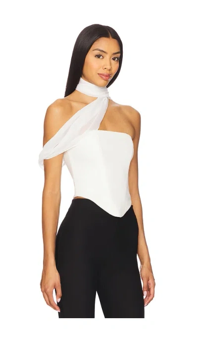 For Love & Lemons Capri Corset Top With Chiffon Scarf In White