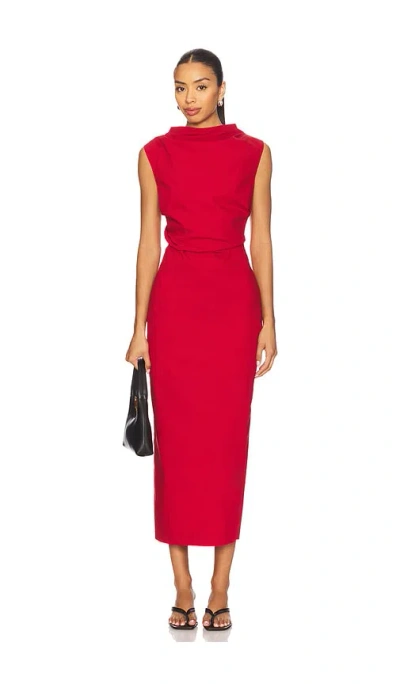 St Agni Soft Sculptural Mock Neck Dress In Rosso